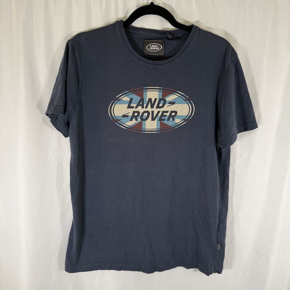 Land Rover Shirt Unisex Medium Blue Short Sleeve Graphic Print Crew Neck